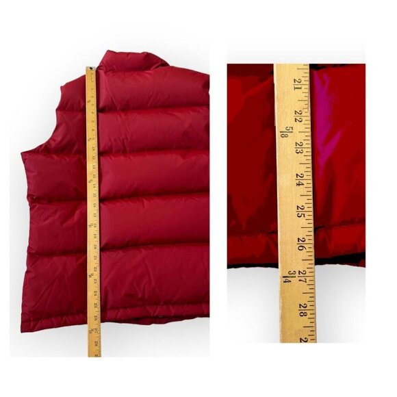 Lands End Men's Large Down Puffer Vest, Quilted Snap/Full Zip 600 Fill. Red - Picture 10 of 11